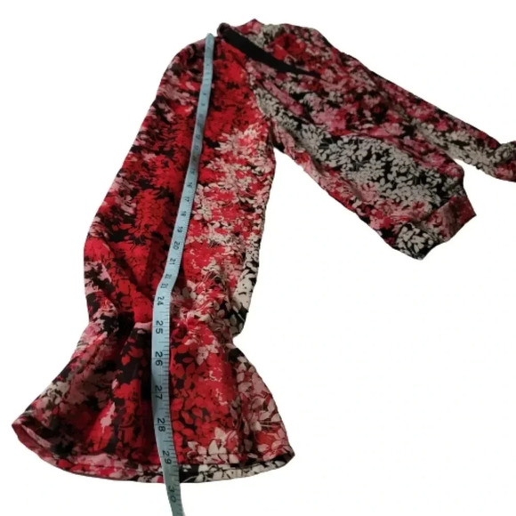 June & Hudson Red print cropped blouse Top Size XL - Picture 3 of 9